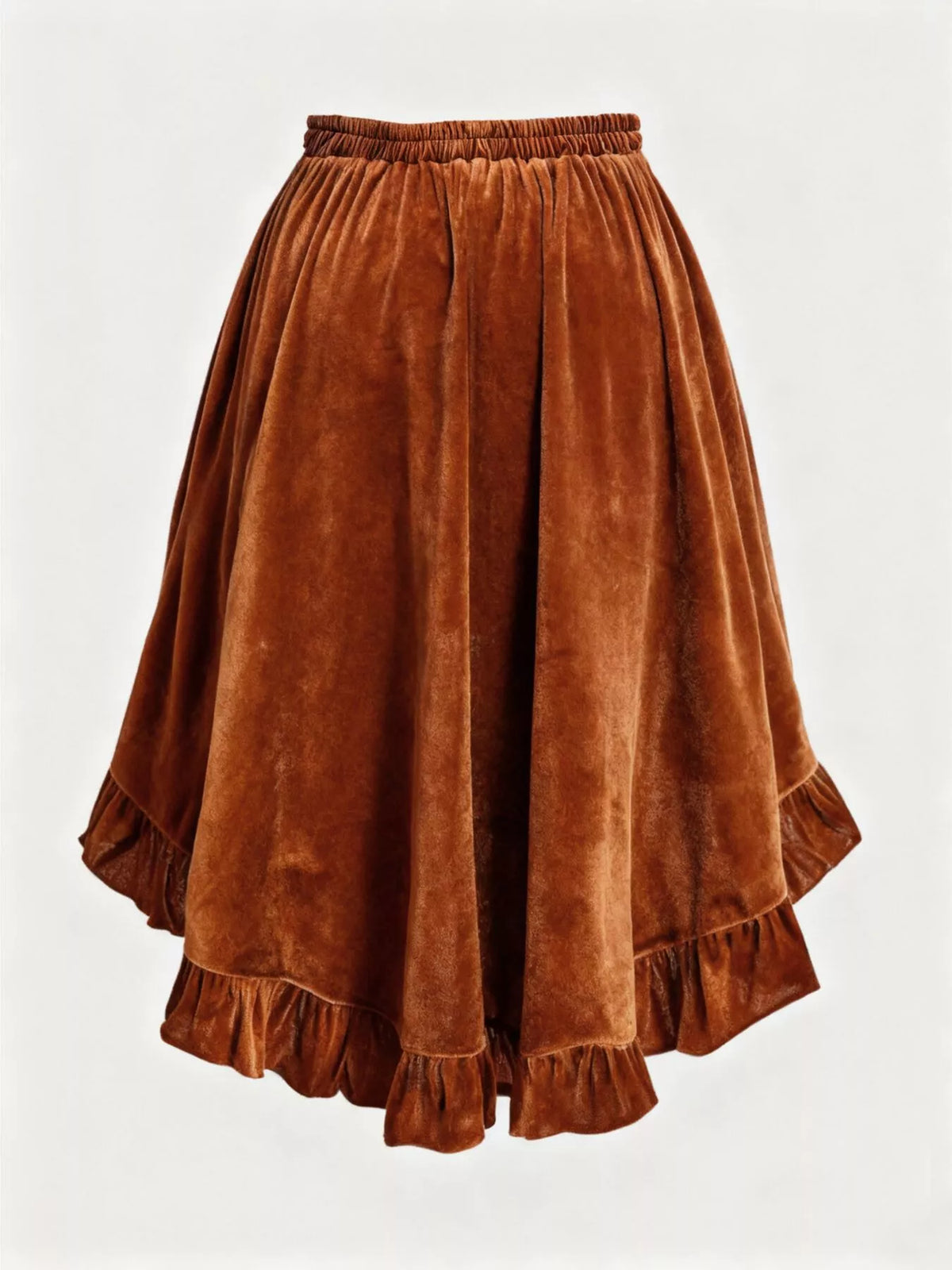 Aurora Ruffled Velvet Elastic Waist Skirt — view 2