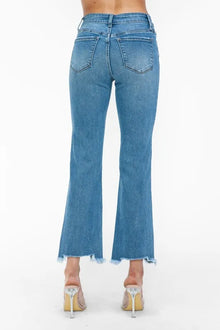 Artemis Raw Hem Distressed Mid Rise Crop Jeans — thumbnail 7