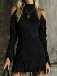 Rhiannon Fringed Cold Shoulder Mini Dress — thumbnail 5