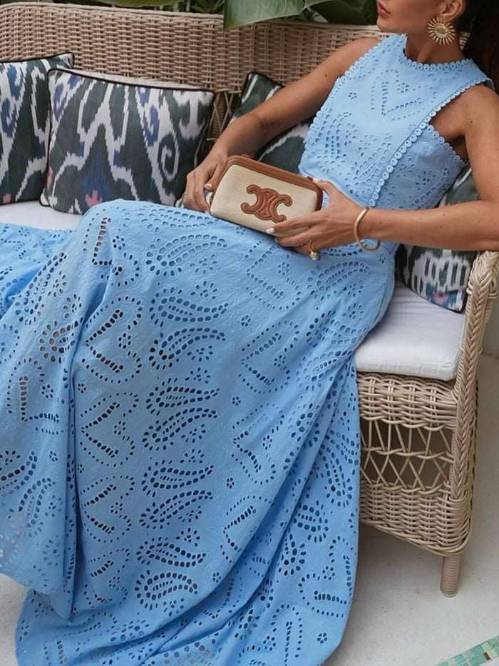 Aphrodite Eyelet Lace Top and Maxi Skirt Set