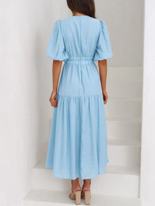 Persephone V-Neck Puff Sleeve Midi Dress — thumbnail 4