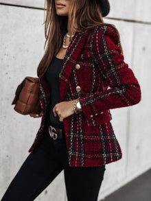 Athena Plaid Tweed Double-Breasted Blazer — thumbnail 1