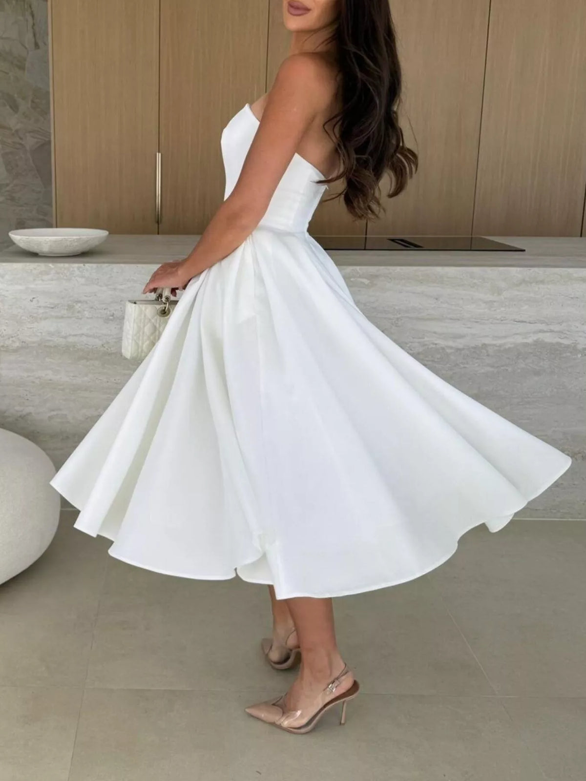 Eos Strapless Ruched A-Line Midi Dress — view 16
