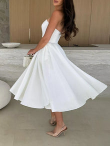 Eos Strapless Ruched A-Line Midi Dress — thumbnail 16
