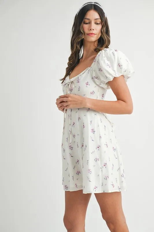 Persephone Floral Puff Sleeve Mini Dress — view 4