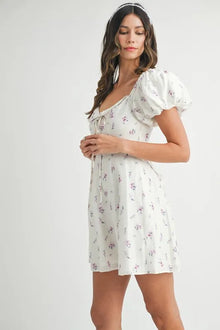 Persephone Floral Puff Sleeve Mini Dress — thumbnail 4