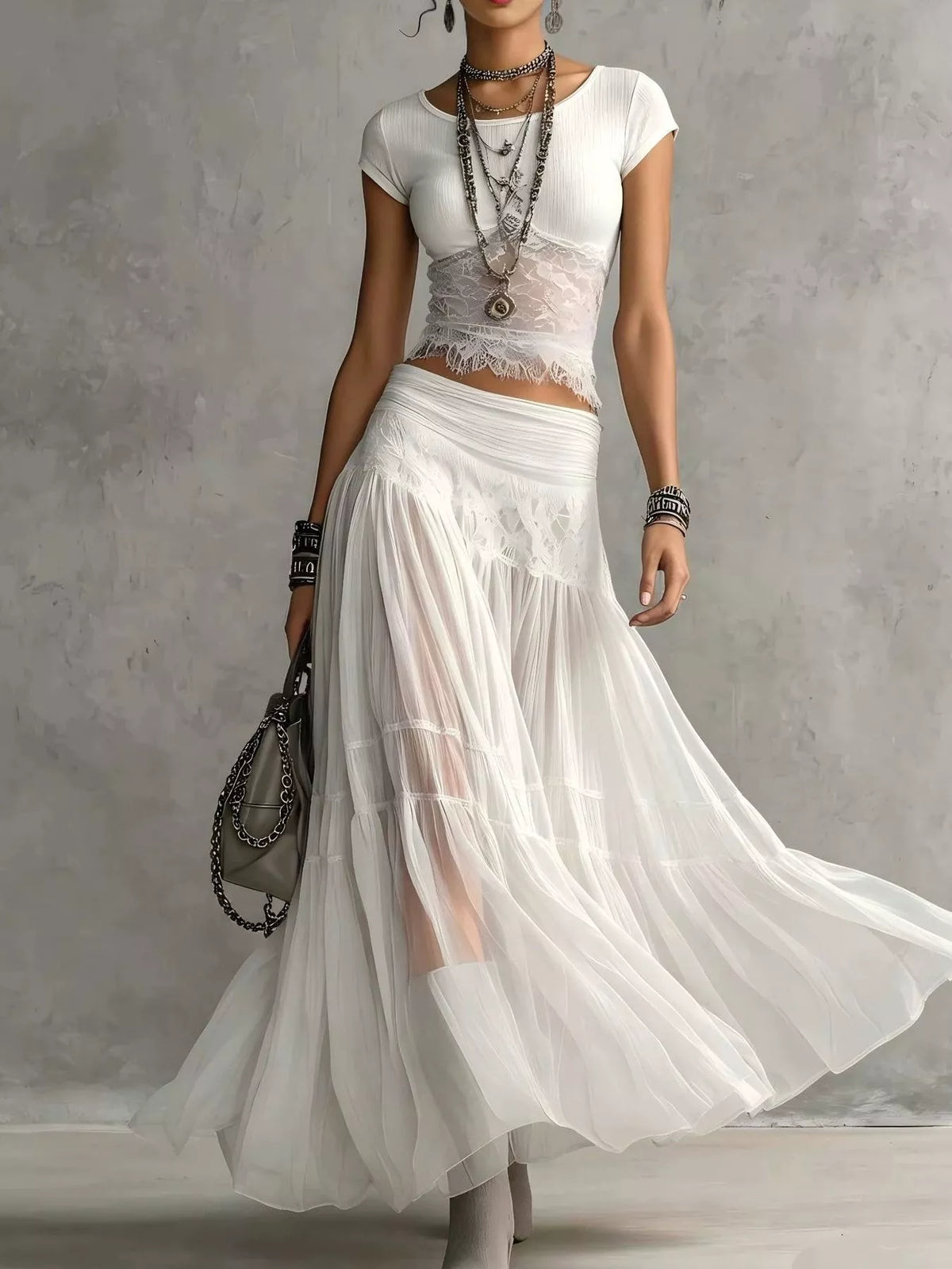 Morrigan Lace Slim Fit Top and Maxi Skirt Set — view 5