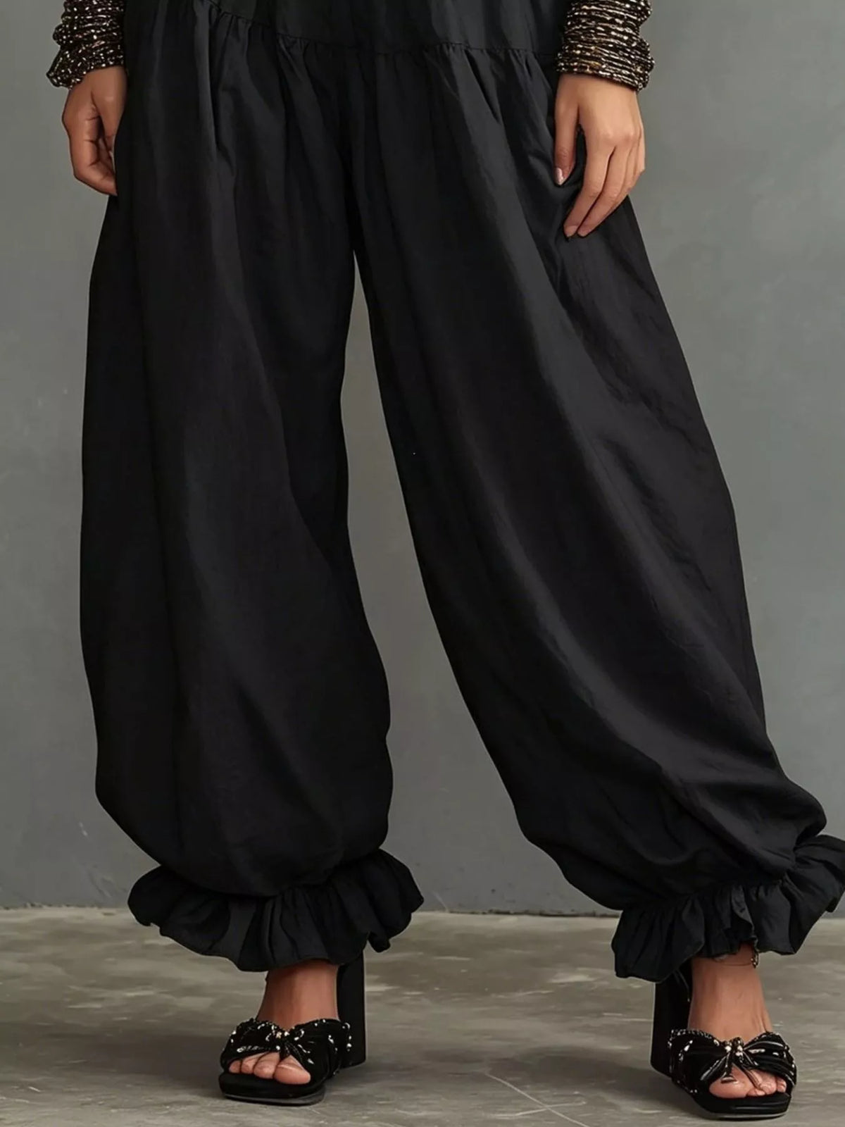 Bastet Smocked Ruffle Hem Wide Leg Pants — view 2