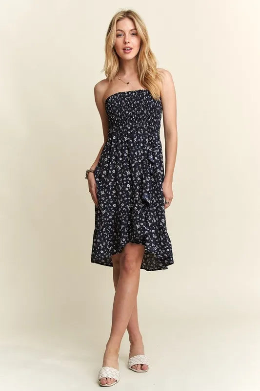Persephone Smocked Floral Tube Dress with Pockets — view 7