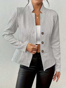 Athena Textured Knit Button-Front Blazer — thumbnail 13