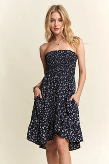 Persephone Smocked Floral Tube Dress with Pockets — thumbnail 1