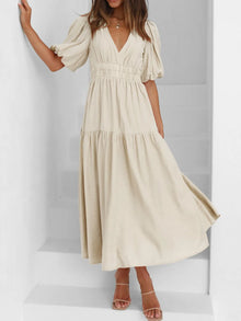 Persephone V-Neck Puff Sleeve Midi Dress — thumbnail 11