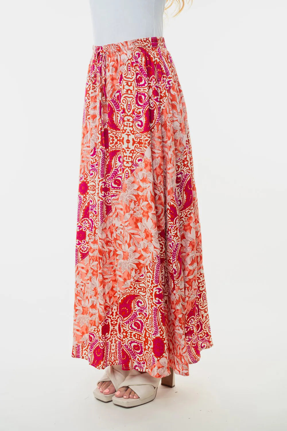 Olwen High Waisted Floral Woven Skirt — view 3