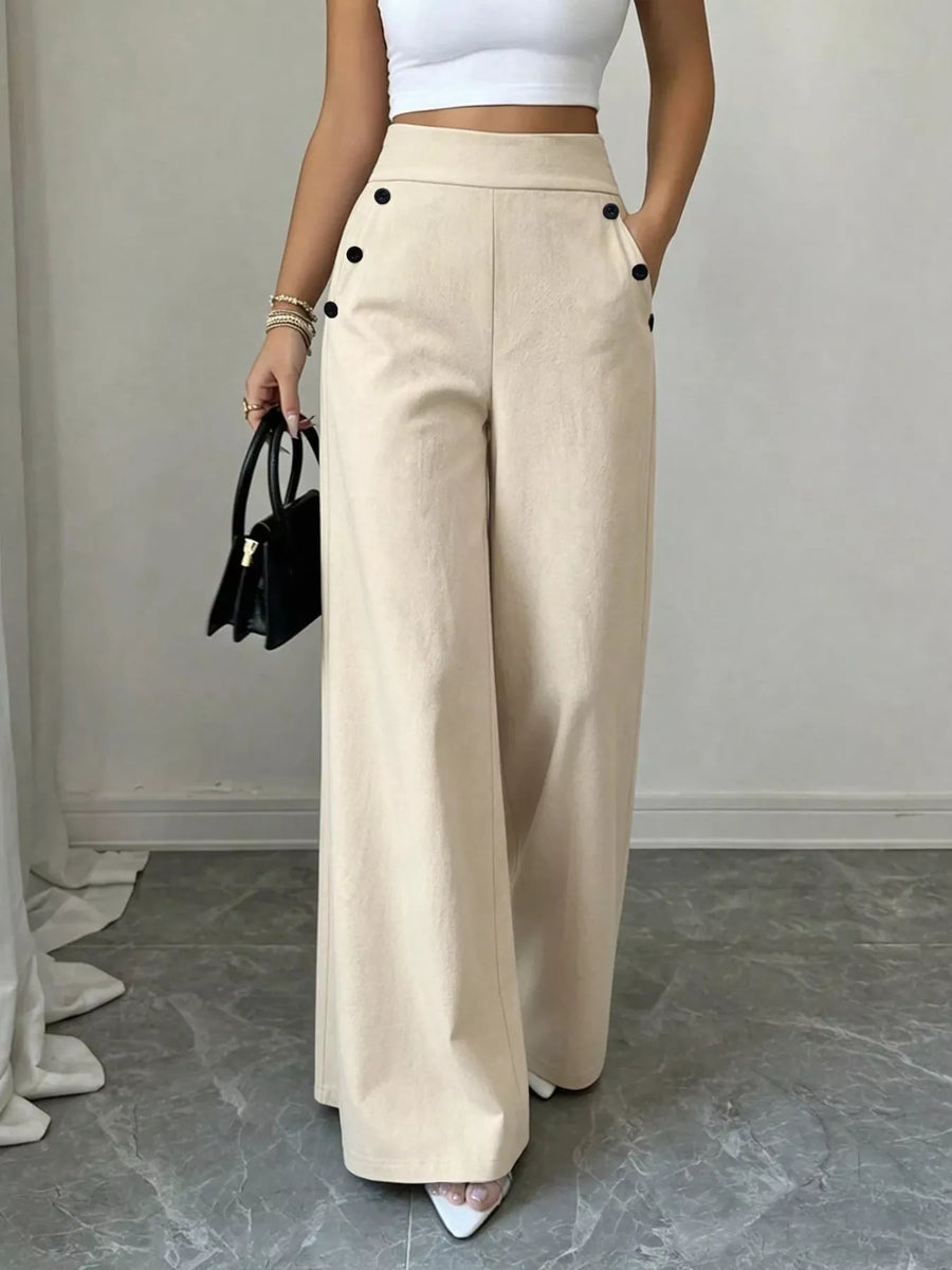 Aurora High-Waisted Wide-Leg Pants styled in the studio