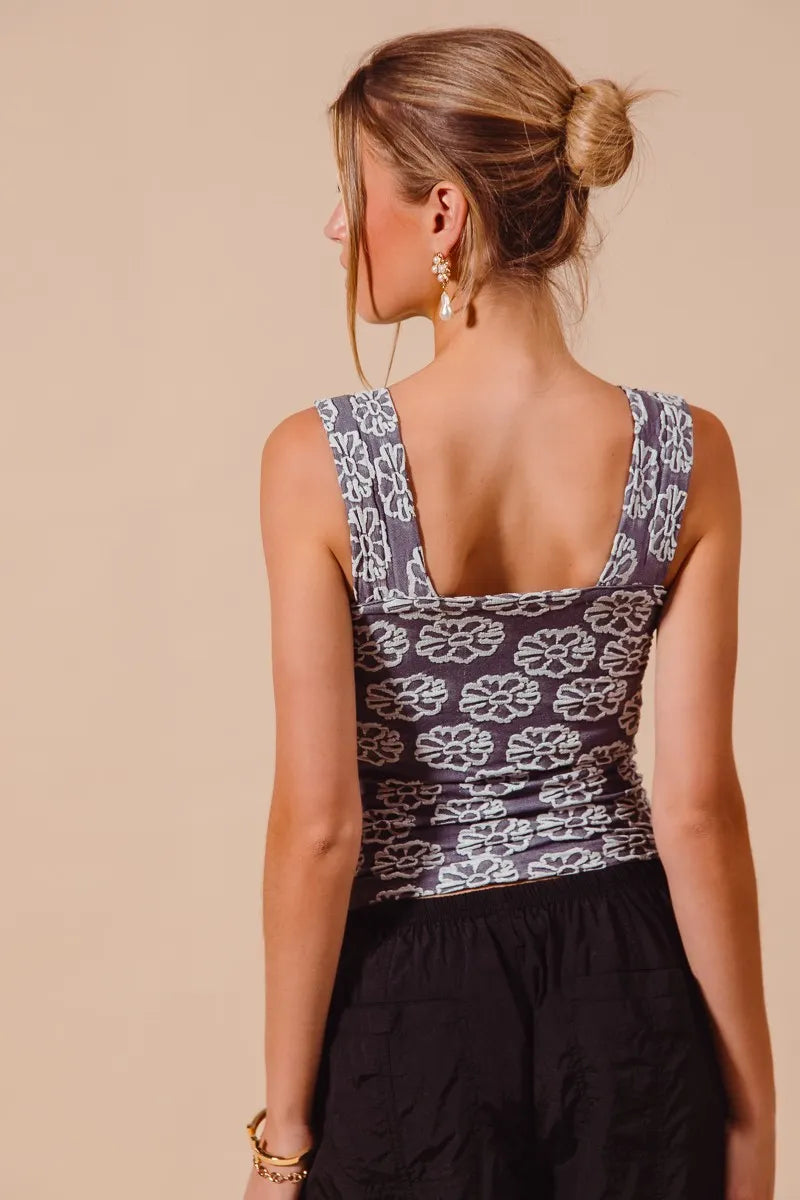 Persephone Two Tone Floral Seamless Tank Top styled in the studio