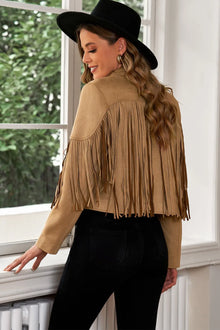 Athena Fringe Trim Lapel Collar Cropped Blazer — thumbnail 2