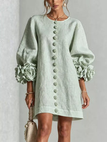 Olwen 3D Floral 3/4 Sleeve Mini Dress — thumbnail 9