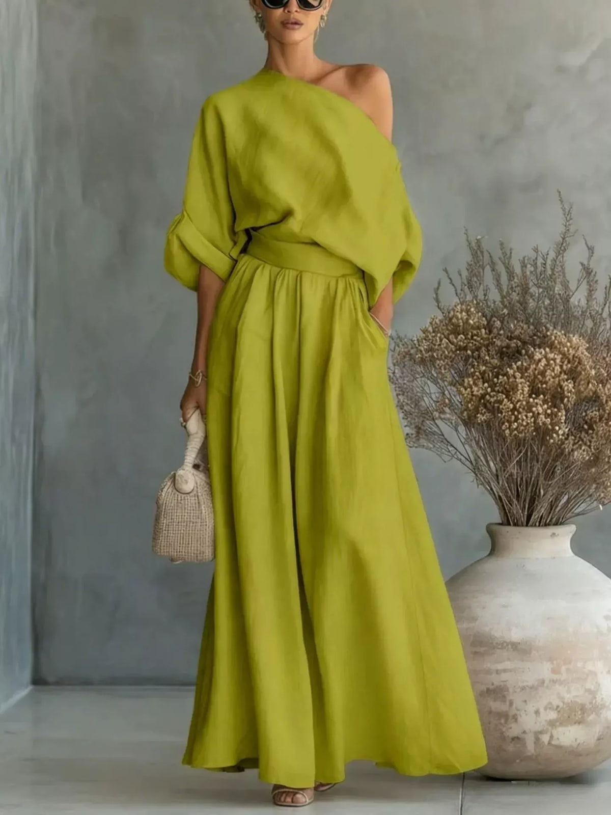 Maat One Shoulder Top and Wide Leg Pants Set — view 17