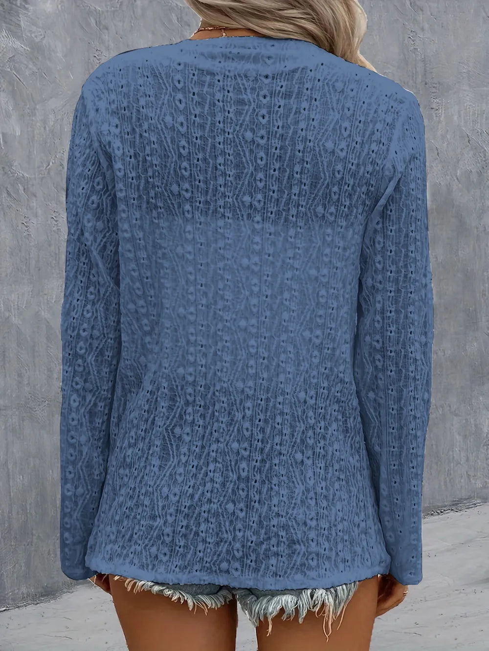 Brigid Eyelet Roll-Tab Sleeve Cardigan — view 9