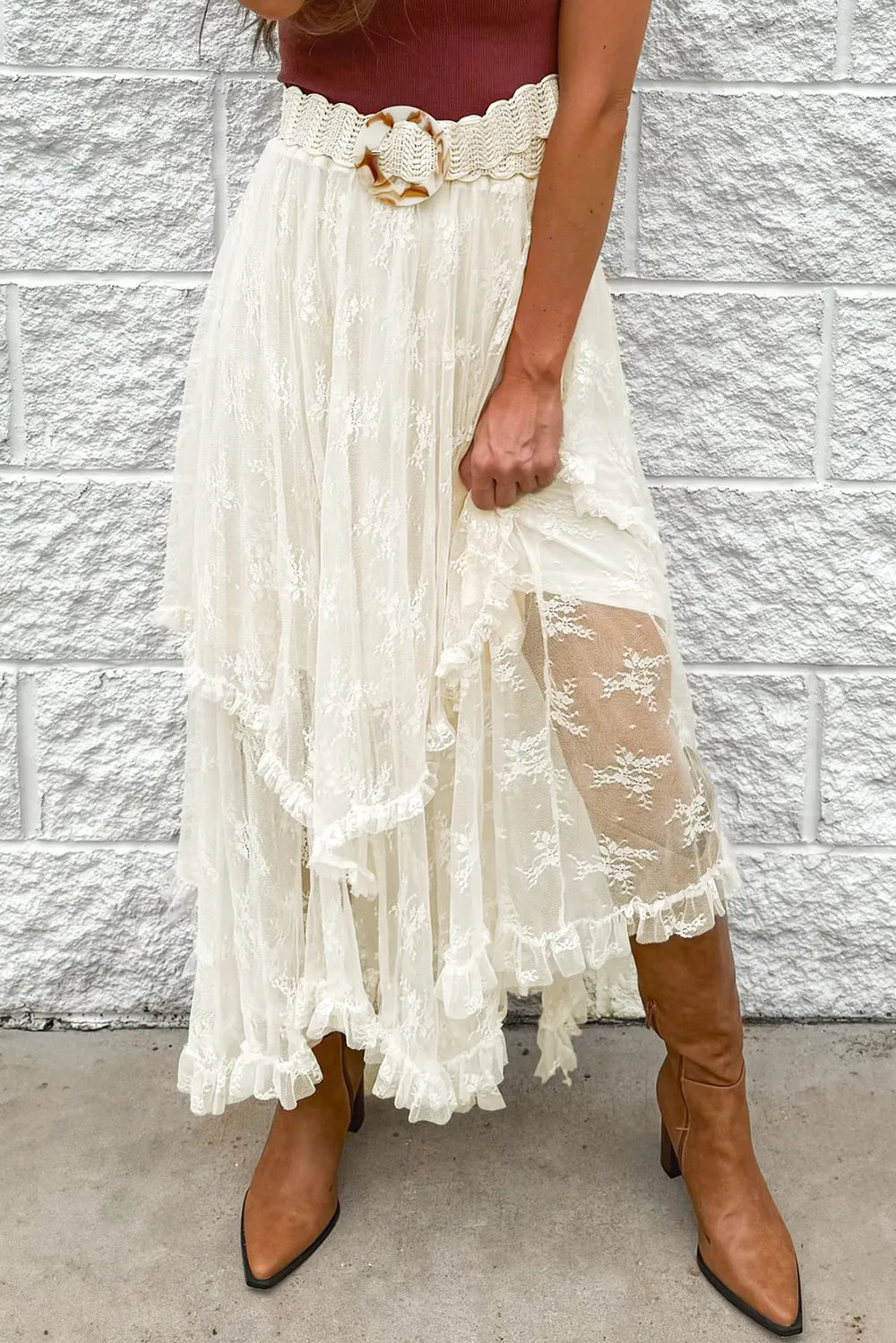 Sekhmet Lace Tiered Midi Skirt — view 2