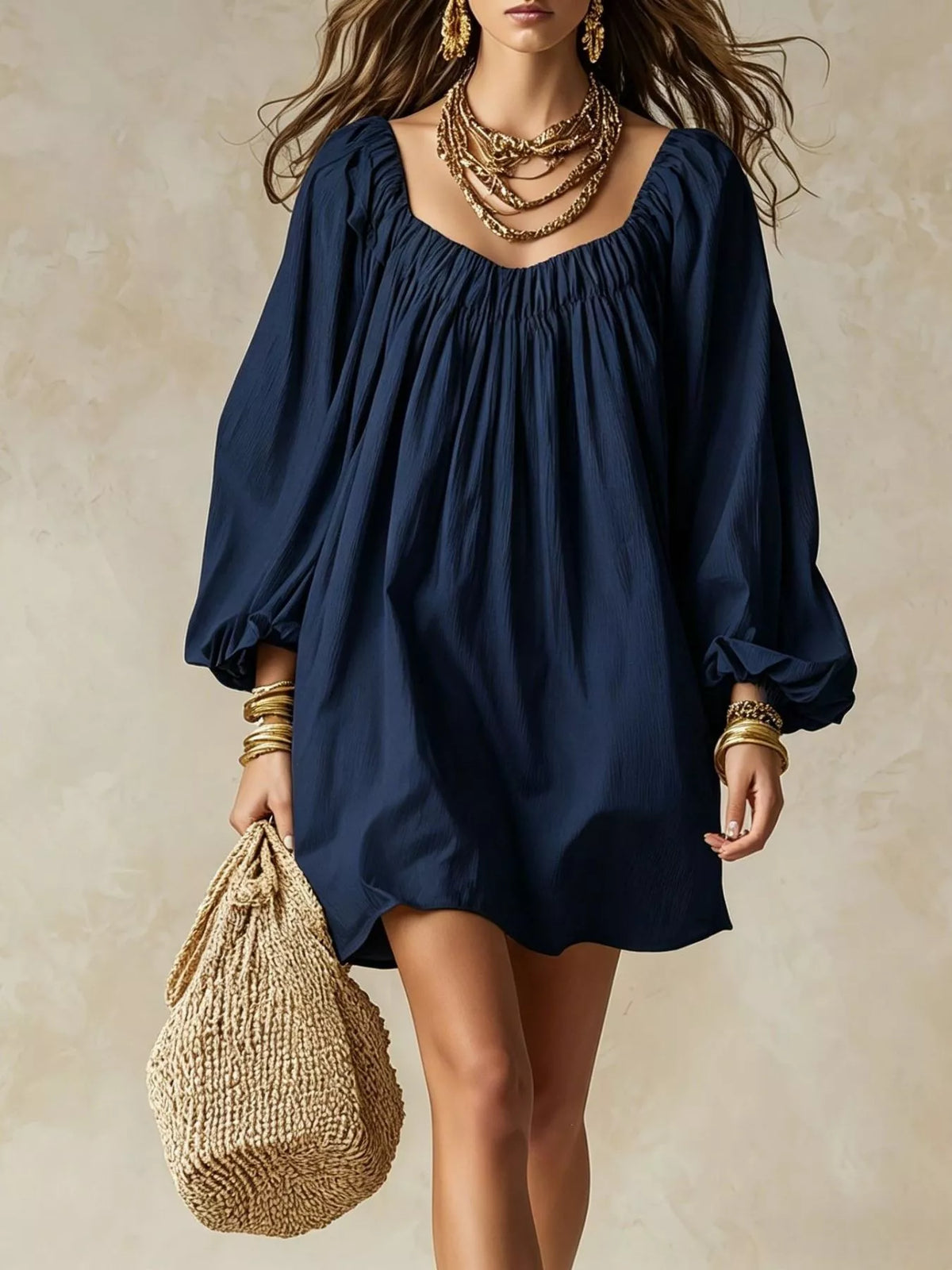 Oshun Flowy Balloon Sleeve Mini Dress — view 7