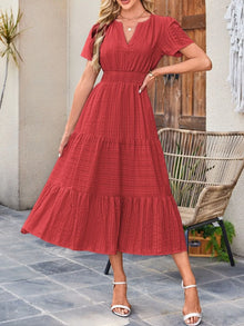 Sekhmet Tiered Notched Short Sleeve Dress — thumbnail 17