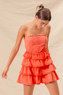 Pele Strapless Ruffle Layered Game Day Cheer Up Dress — thumbnail 2