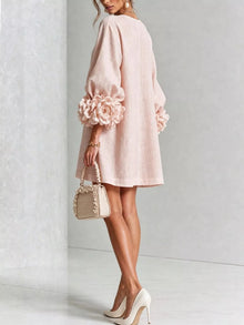 Olwen 3D Floral 3/4 Sleeve Mini Dress — thumbnail 2