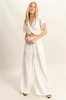 Maat Twisted Front Short Sleeve Top and Wide Leg Pants Set — thumbnail 4