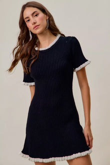 Vesta Contrast Ruffled Sweater Knit Mini Dress — thumbnail 6