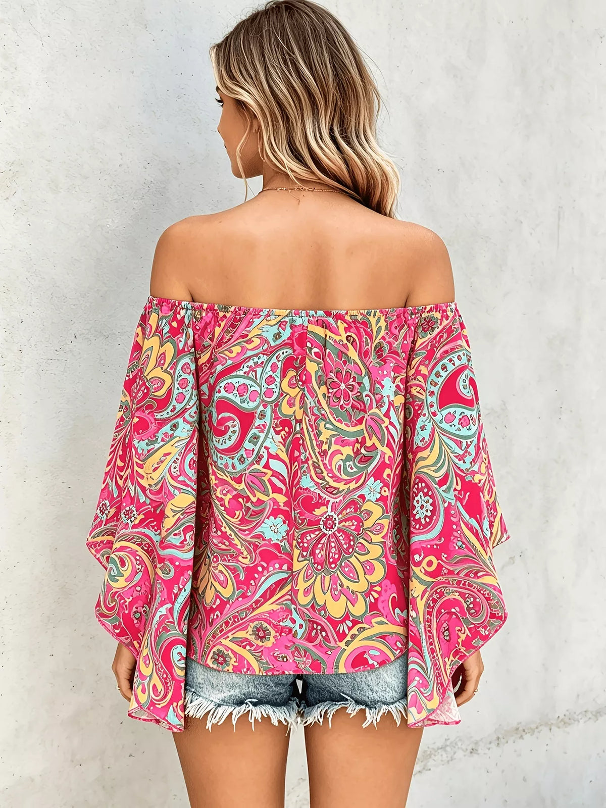 Eir Printed Off Shoulder Blouse — view 6