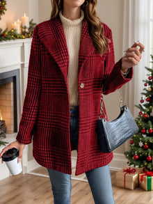 Durga Plaid Collared Neck Long Sleeve Jacket — thumbnail 1