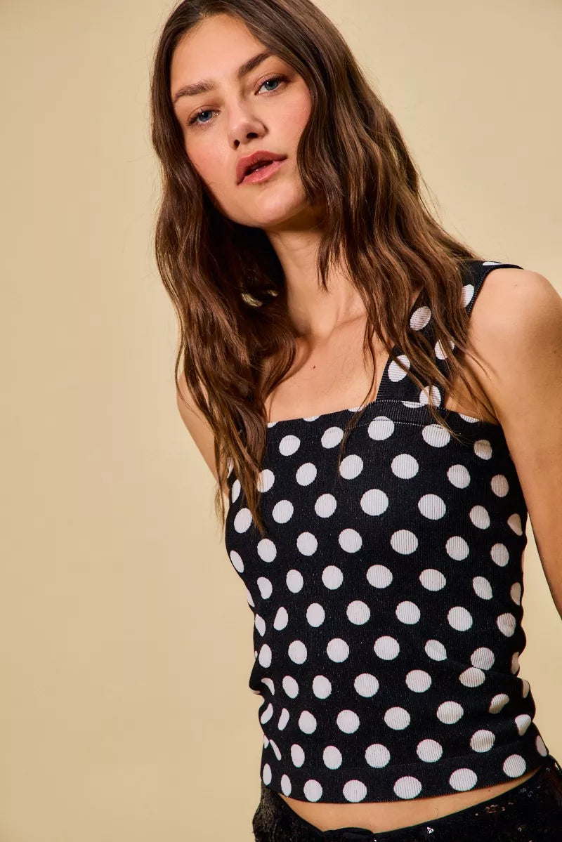 Demeter Polka Dot Knit Crop Seamless Casual Tank — view 10