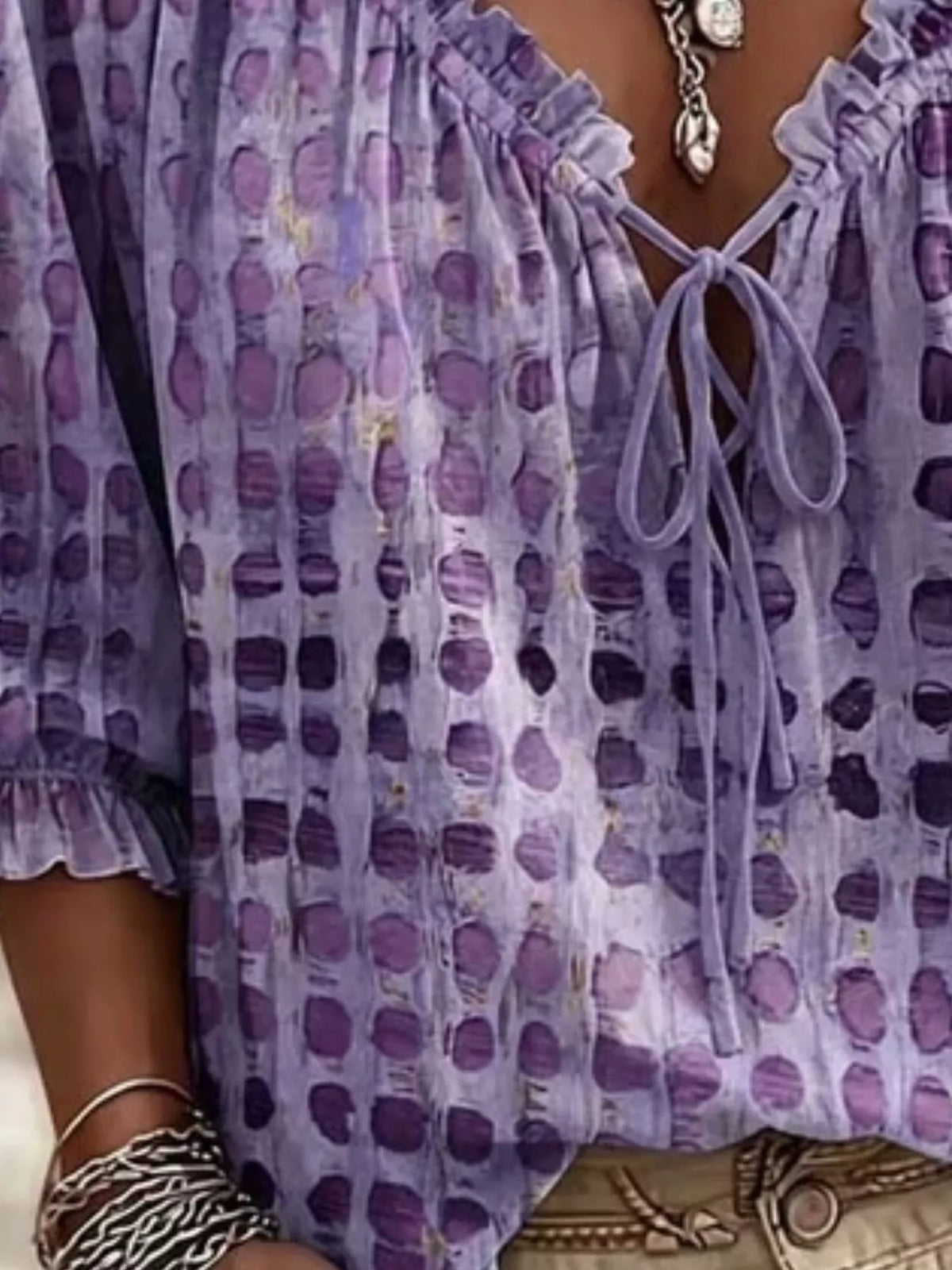 Selene Tie Neck 3/4 Sleeve Blouse — view 10