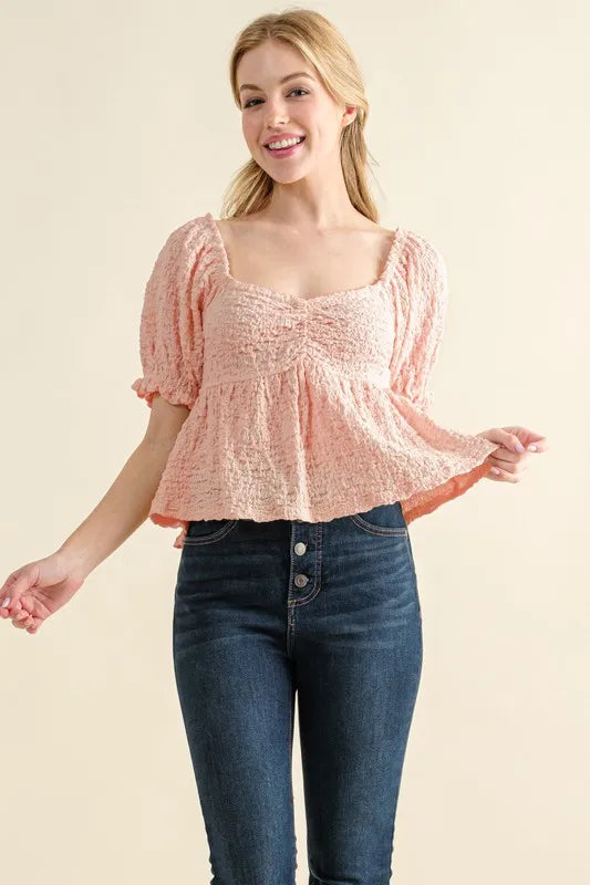 Ishtar Lovely Textured and Smocked Top — view 1