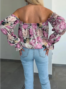 Hathor Printed Off-Shoulder Flounce Sleeve Blouse — thumbnail 9