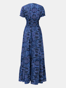 Pele Smocked Printed V-Neck Short Sleeve Dress — thumbnail 17