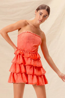 Pele Strapless Ruffle Layered Game Day Cheer Up Dress — thumbnail 9