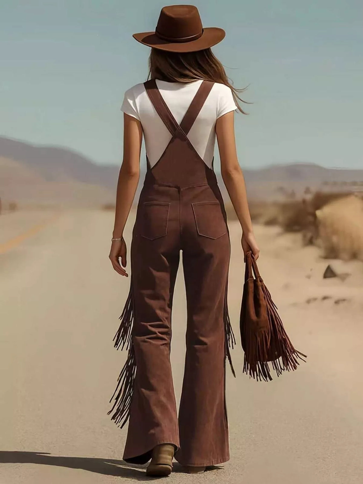 Freya Fringe Detail Flare Leg Overalls — view 4