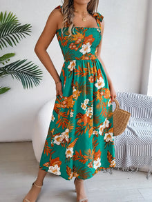 Persephone Smocked Floral Tie Shoulder Midi Dress — thumbnail 13