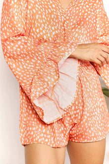 Fortuna Printed Flare Sleeve Surplice Romper — thumbnail 5