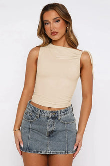 Demeter Ruched Tied Solid Color Tank — thumbnail 4