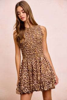 Fortuna Leopard Bow Tie Attachable Puff Sleeves Dress — thumbnail 20