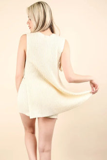 Vesta Slit Round Neck Top and Shorts Sweater Set — thumbnail 3
