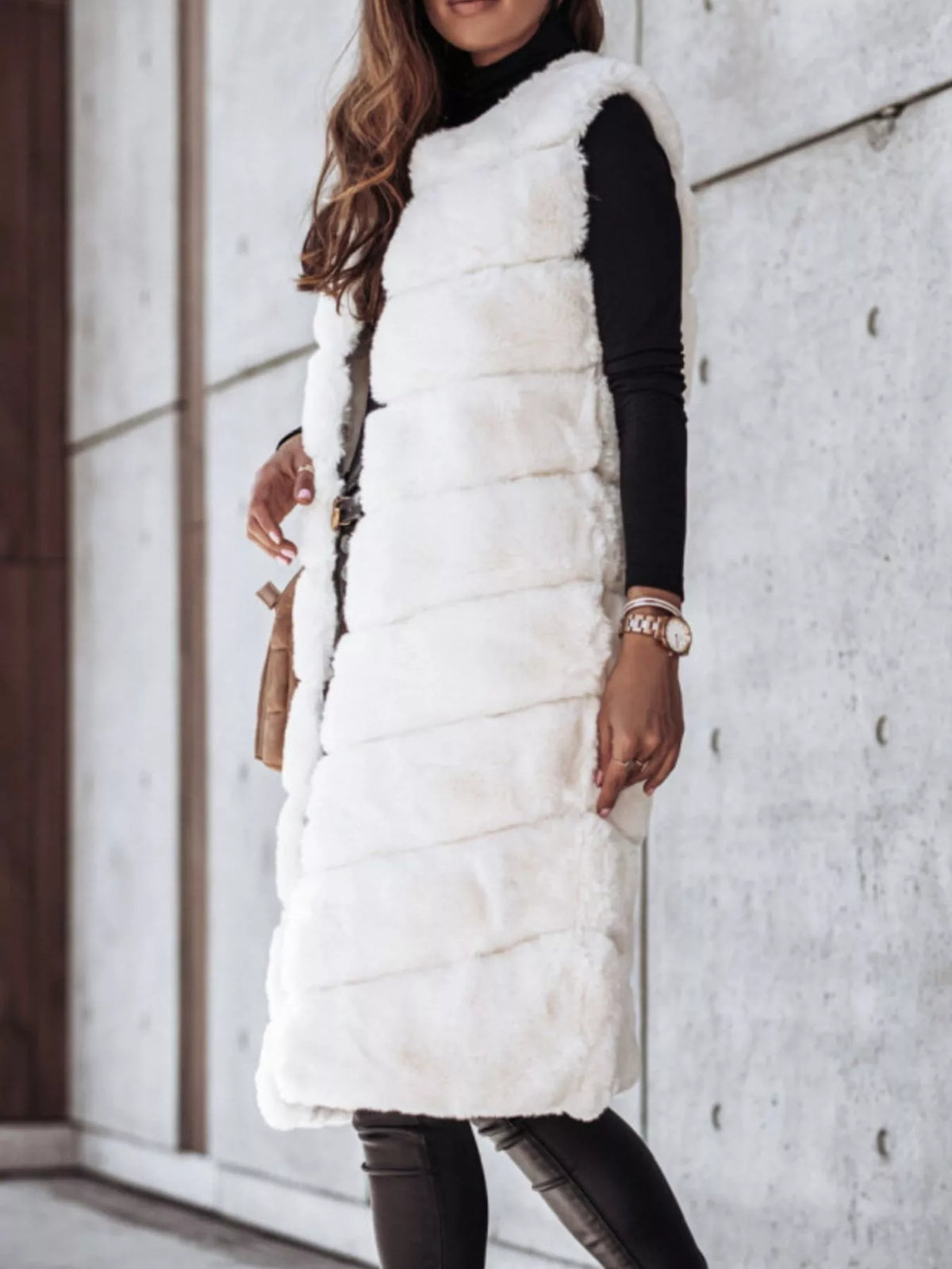 Gaia Faux Fur Longline Vest Coat — view 8