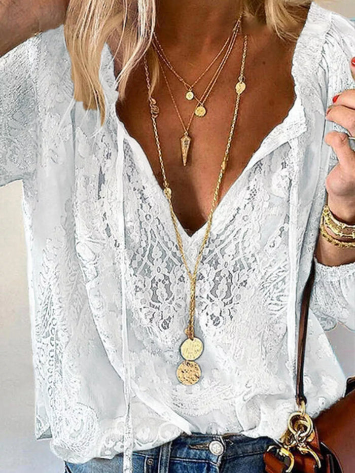 Morrigan Lace Tie-Neck Blouse