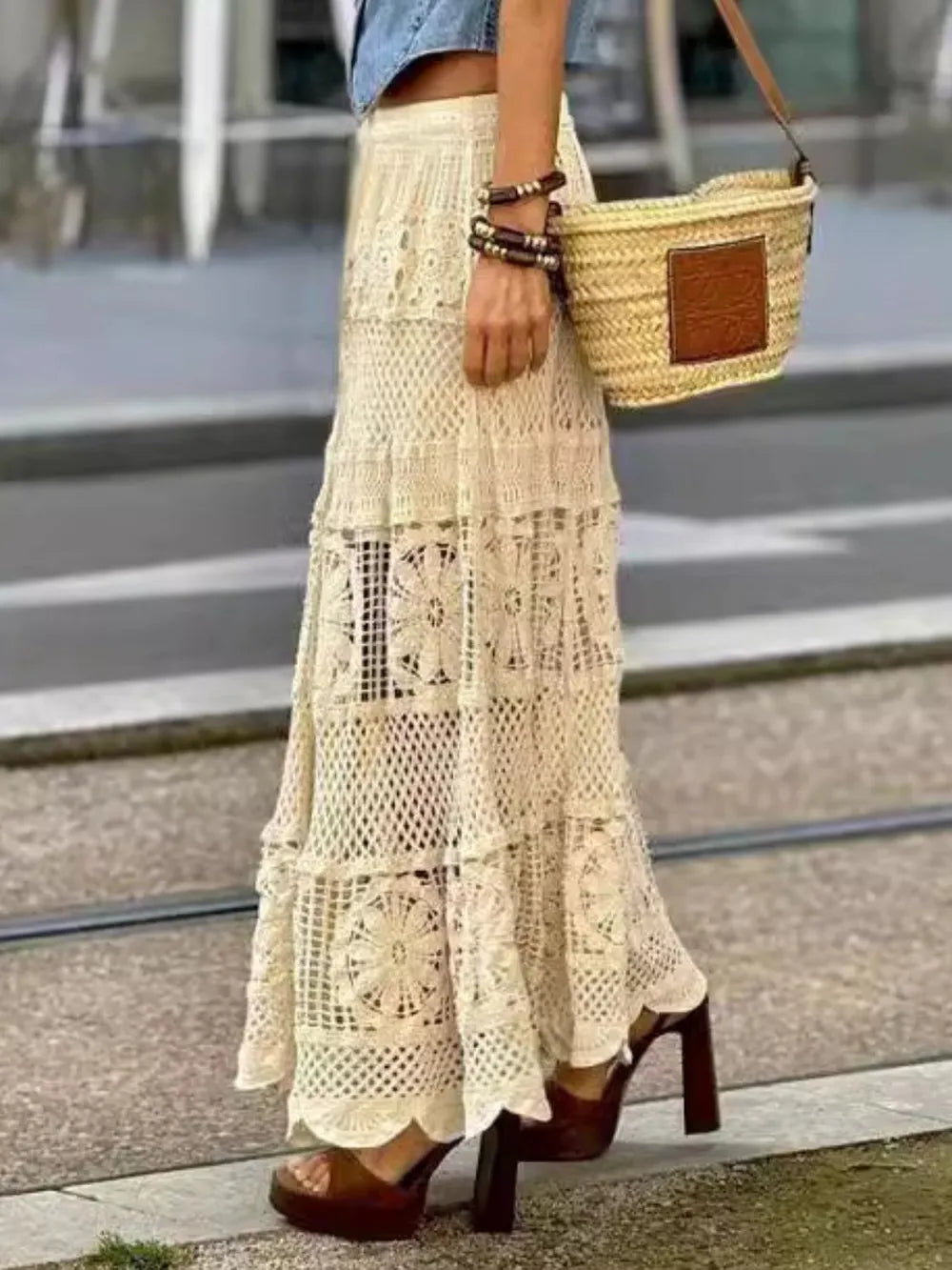 Morrigan Openwork Crochet Maxi Skirt — view 2