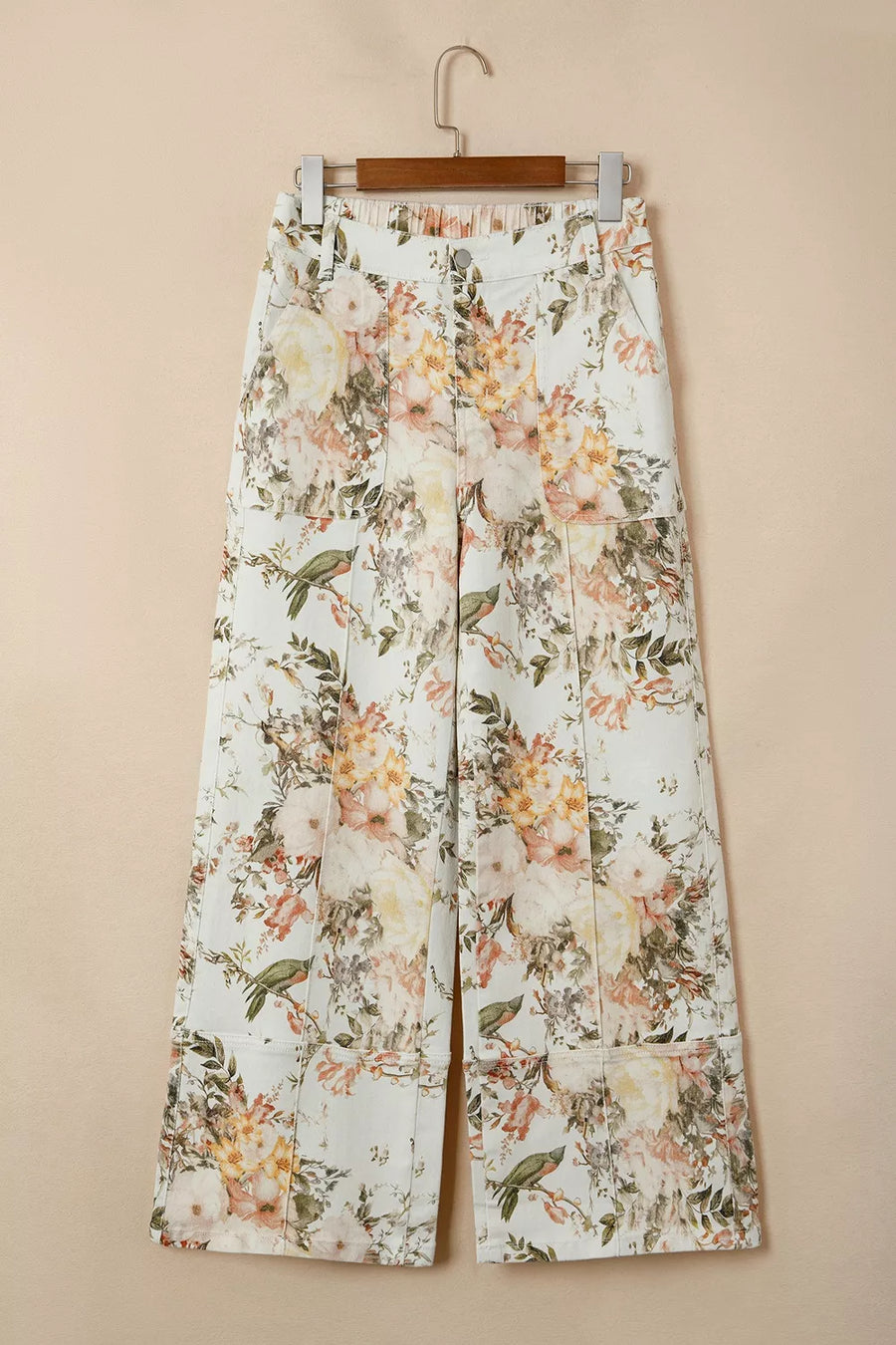 Demeter Vintage Style Floral Print High Waist Wide Leg Jeans styled in the studio