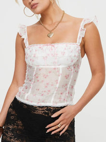 Olwen Ruffled Floral Square Neck Cami — thumbnail 1