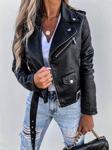 Sekhmet Zip Up Leather Motorcycle Biker Jacket — thumbnail 2